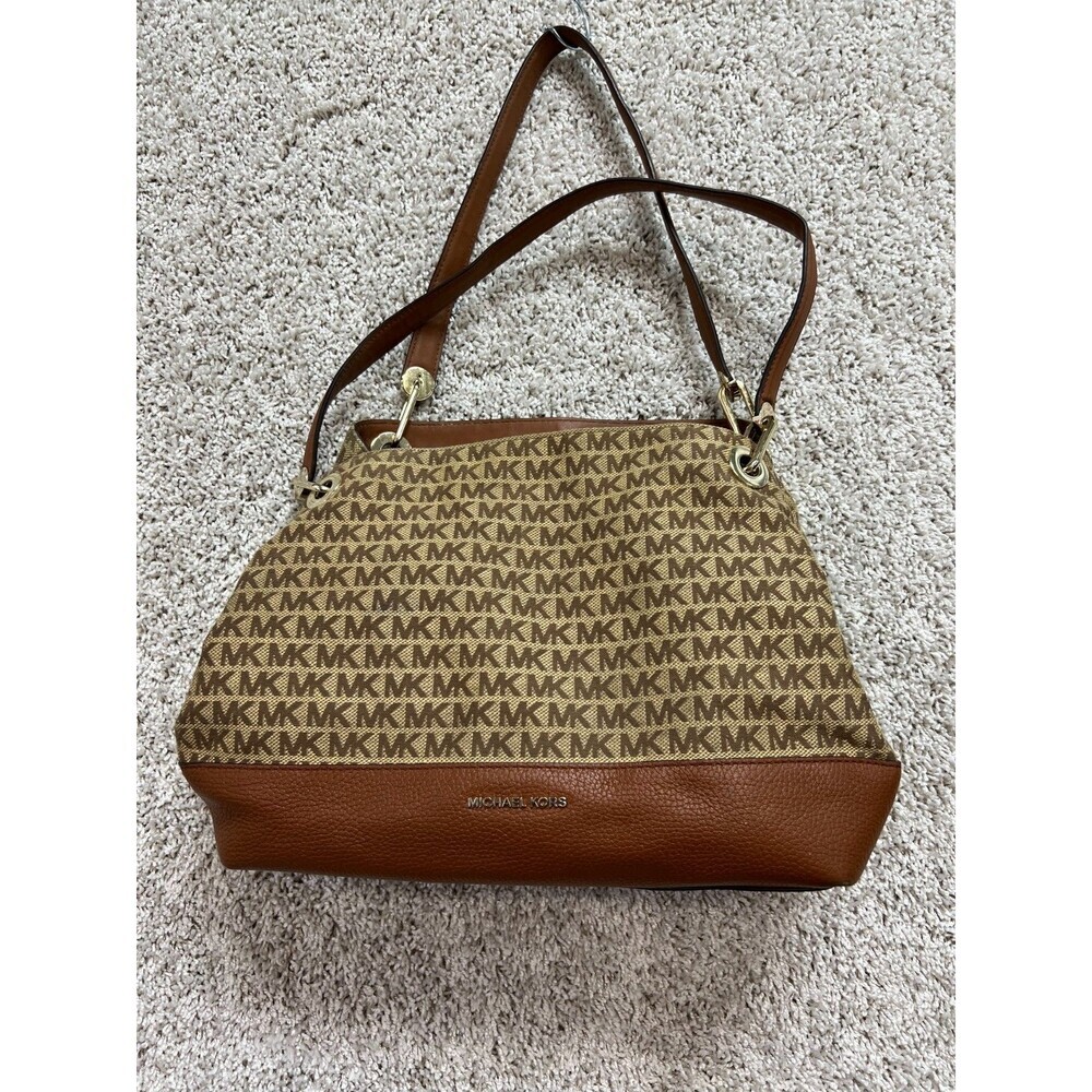 Michael Kors Raven Large Logo Jacquard brown Shoulder Bag